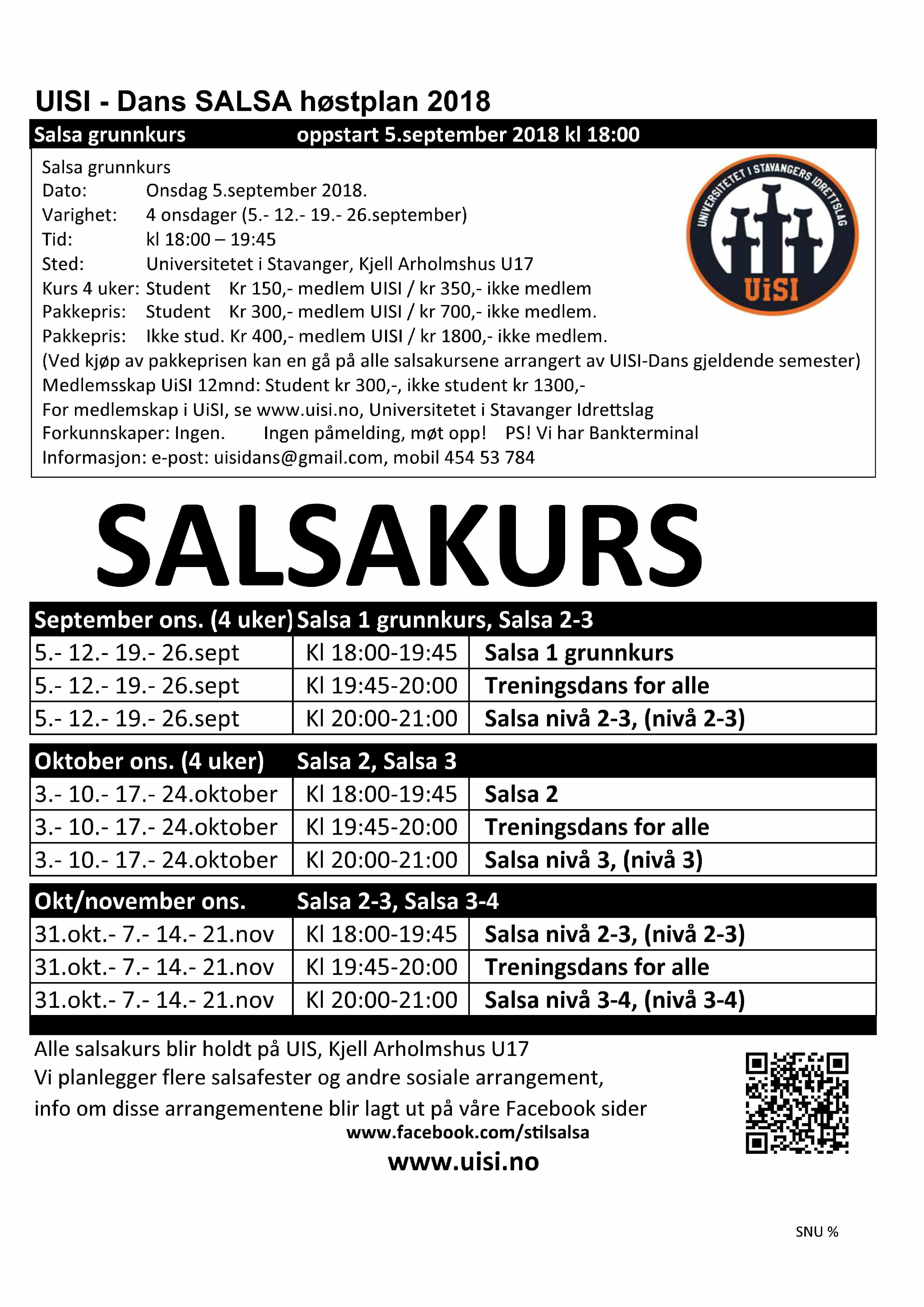 Salsa kursplan høst 2018