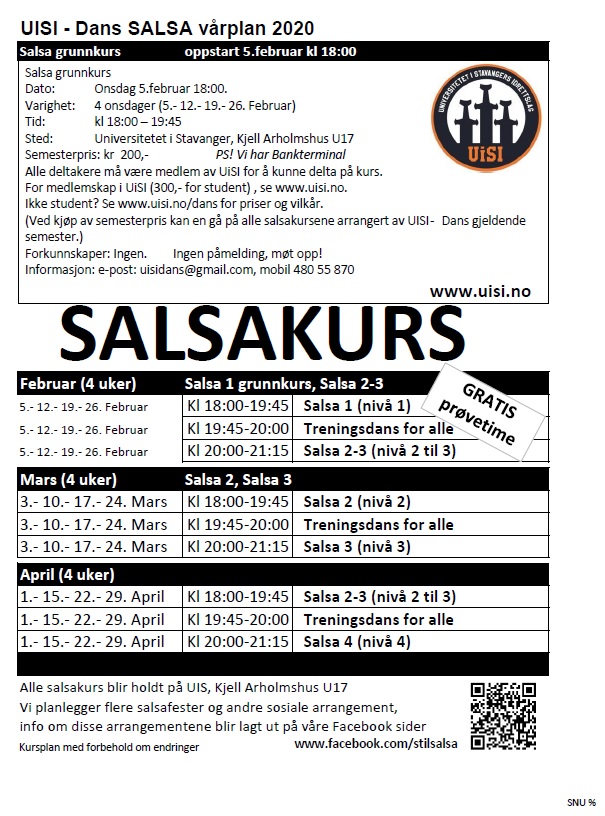Salsa kursplan våren 2020