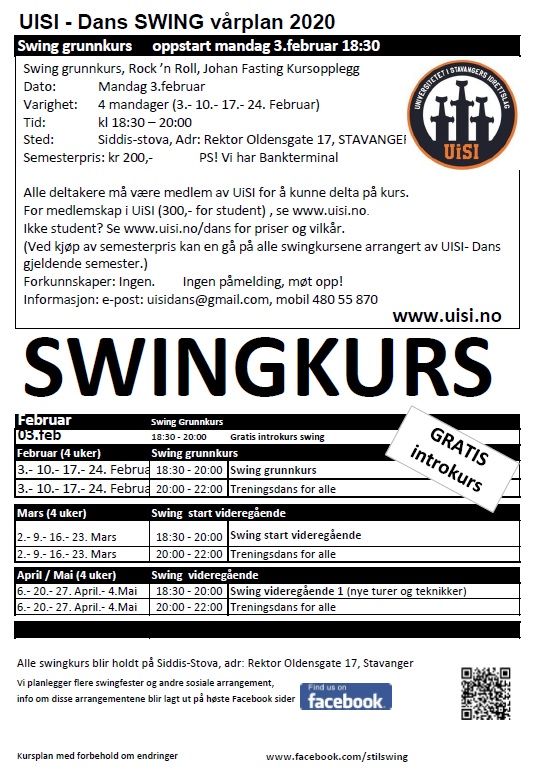 Swing kursplan våren 2020