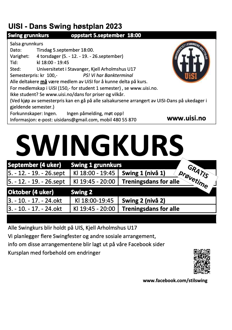 Swing kursplan høst